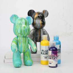 Conjunto De Pintura Fluida De Célula Acrílica, Urso Material Embrião Branco, 60ml - Image 4