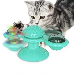 Moinho de vento brinquedo do gato interativo brinquedos para animais de estimação para gatos puzzle brinquedo jogo de gato com whirligig turntable para gatinho escova dentes pet suprimentos - Image 4