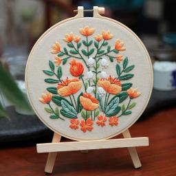 Bordado Cor Thread Flower Starter Kit, Kit bordado estampado para iniciantes, padrão Cross Stitch Kits para adultos - Image 1