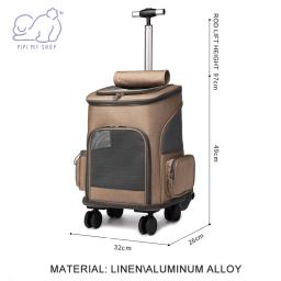 Pet Travel Carrier Mochila, Rodas de Rolamento Removíveis, Ventilação De Malha, Janela, Bolsos De Armazenamento, Cães, Gatos, Cachorro, Suprimentos - Image 2