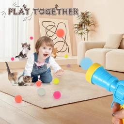 Brinquedo interativo treinamento de lançamento para gatos, Criativo Mini Jogos de Tiro, Stretch Plush Ball Toys, Pet Shop, Gatinho, Gato - Image 6