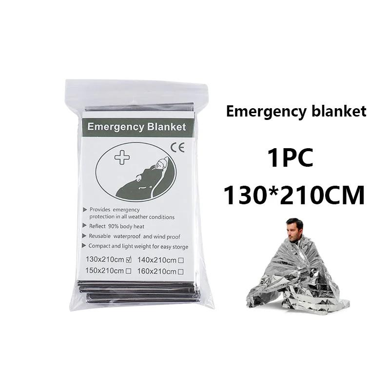 Outdoor Emergency Survival First Aid Kit, isolamento Windproof, salva-vidas, cobertor resgate térmico, Folha de PET, Militar, 1-3Pcs - Image 1
