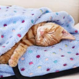 Cobertor macio e fofo para animais de estimação Padrão Dot, Cobertor quente aconchegante para gato, Cama de cães pequenos e grandes, Pet Shop, Bonito - Image 3