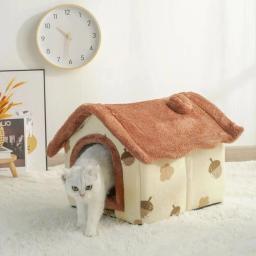 Soft Enclosed Pet Bed, Deep Sleep House, almofada removível, barraca para gatinhos, cachorro, cama, cachorro, gato, inverno, suprimentos - Image 2