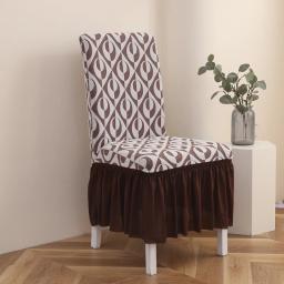 1 pçs engrossado jacquard elástico capa de cadeira com saia universal com tudo incluído elástico de uma peça capa de cadeira de jantar - Image 5