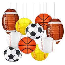 Lanterna de papel DIY para decoração de aniversário, abajur artesanal para crianças, basquete, futebol, beisebol, rugby, feliz aniversário, suprimentos para meninos, moda - Image 1