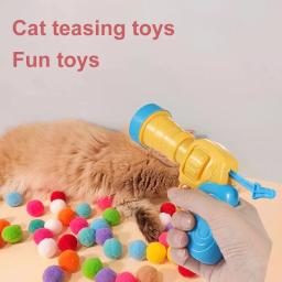 Plush Toy Gun Plush Launcher para Gato, Ferramenta interativa silenciosa, Mini Jogos de Tiro, Brinquedos Stretch Ball, Pet Shop, 1 Conjunto - Image 1
