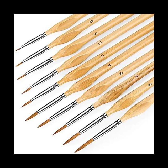 Conjunto de 10 Pincéis Miniatura para Detalhes em Pintura, Artesanato e Aquarela