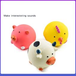 Animal de estimação brinquedo interativo para cão gato gritando borracha frango porco vaca brinquedo para cães latex squeaker mastigar treinamento produtos para animais de estimação - Image 1