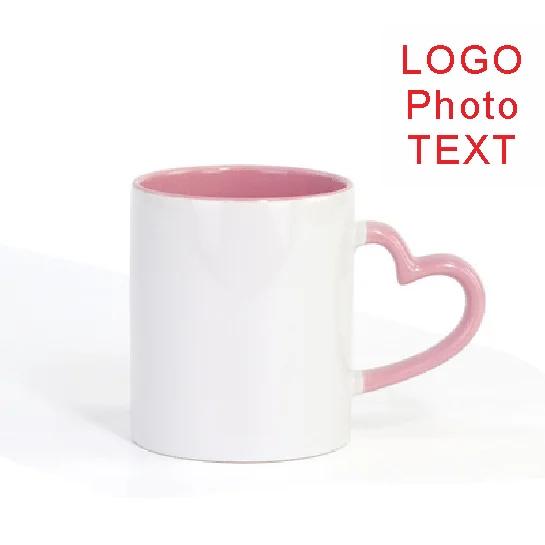 Caneca Cerâmica Personalizada em Forma de Coração para DIY com Estampa de Imagem ou Logotipo - 350ml 12oz