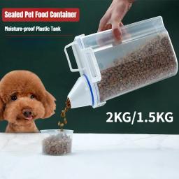 Recipiente de armazenamento de alimentos para cães e gatos, tanque de plástico selado à prova de umidade, recipiente de alimentos para animais de estimação com tampas, caixa de vedação, caixas de grãos de cozinha - Image 1