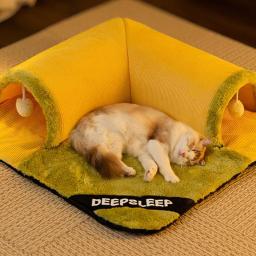 Plush Tunnel Toy Bed para gatos, almofada destacável, tapete de dormir lavável, Play Activity Carpet, House Supplies - Image 2