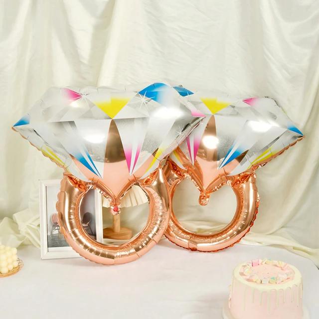 Decoração de Balões em Forma de Anel de Diamante para Despedida de Solteiro - Kit com 2 Peças