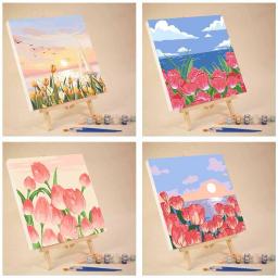 Kits de pintura a óleo por números para adultos, pintados à mão, flor, imagem diy, decoração home, diy, j4a6 - Image 1