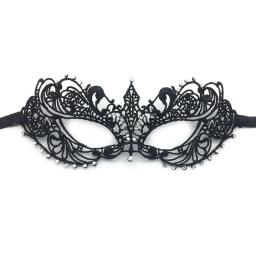 Máscara de olho de renda e diamante dourada e prata para adulto masculino e feminino, festa, máscara de meia face feminina, adulto - Image 3