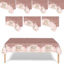 Conjunto De Louça Descartável Para Festa De Aniversário, Pratos, Copos, Guardanapos, Toalha De Mesa, Suprimentos De Decoração, 18, 30, 40, 50, 60T - Image 3
