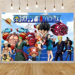 One Piece Feliz Aniversário Decoração Da Festa, Luffy Foil Balão, Número Azul Set, Backdrop Banner, Bolo Decorativo Topper, Brinquedos - Image 6