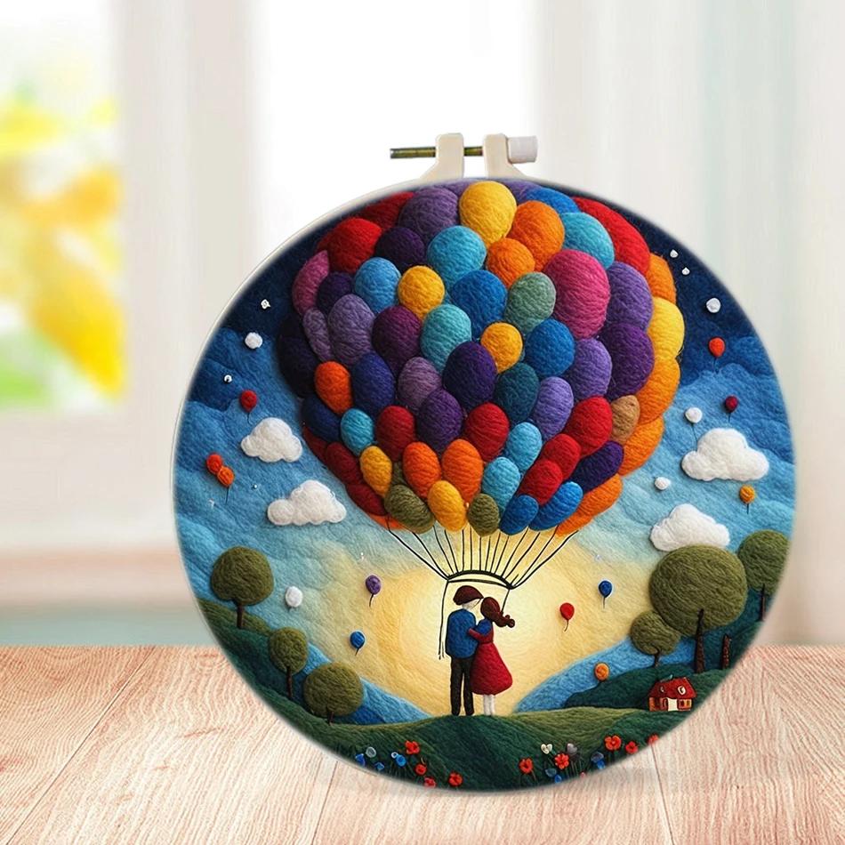 GATYZTORY-DIY Kit De Pintura De Lã Com Moldura, Imagem Artesanal, Agulhas De Feltragem, Balão De Ar Quente, Decoração De Casa, Artesanato Presente - Image 1