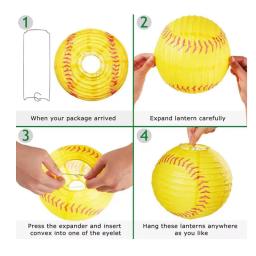 Lanterna de papel DIY para decoração de aniversário, abajur artesanal para crianças, basquete, futebol, beisebol, rugby, feliz aniversário, suprimentos para meninos, moda - Image 6