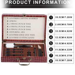 1 conjunto profissional de ferramentas artesanais de couro, costura manual, perfurador, escultura, martelo de trabalho, acessórios de ferramentas diy com caixa - Image 2