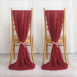 Chiffon Cadeira Sash para a decoração do casamento, Casamento Chair Cover, Home Party Supplies, Hotel Banquete Decoração, Chiffon Fabric, 2PCs - Image 2