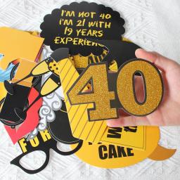 Adereços fotográficos em preto e ouro, Festas de aniversário para homens e mulheres, tirando fotos, adereços de papel, 40 anos, 50 anos, 60 anos, 21 peças - Image 5