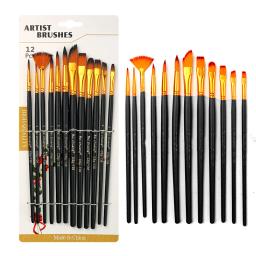 Nylon Cabelo Aquarela Escova 12 Pçs/Kit Pincéis De Pintura Para Acrílico Guache Oil Desenho Art Supplies - Image 3