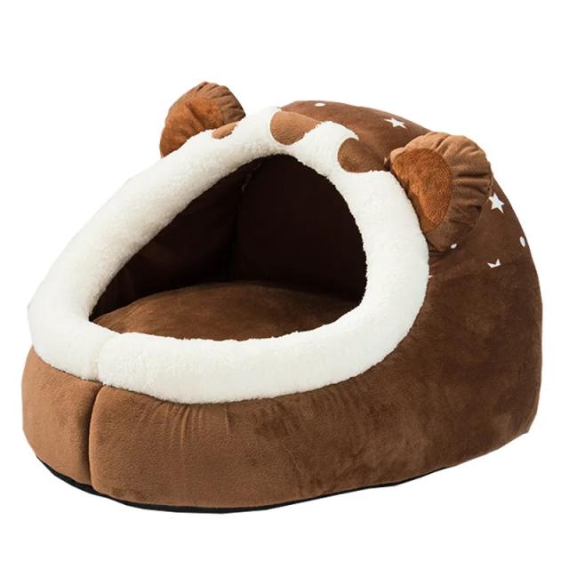 Cama Aconchegante de Inverno para Cães e Gatos com Auto-Aquecimento e Tenda Estilo Caverna para Conforto Indoor