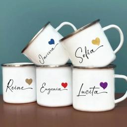 Caneca personalizada com coração com nome, Canecas de café personalizadas, Aniversário Casal Copos, Casamento, Natal, Presentes de Valentim para Ela, Ele - Image 1
