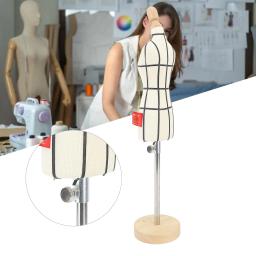 Forma Miniatura com Base de Madeira, Manequim De Costura, Exibição De Roupas Corporais, Modelo Para Costura E Ensino, 1/2 Tamanho - Image 1