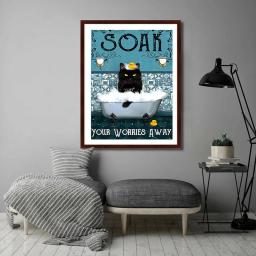 Evershine 5d pintura diamante completo gato animal bordado coelho no afastamento texto mosaico do banheiro ponto cruz decoração de casa - Image 5