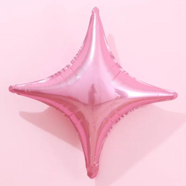 Conjunto de 5 balões de folha de estrela de quatro pontas em porcelana 10/18 para decoração de festas de bebê e aniversários de casamento