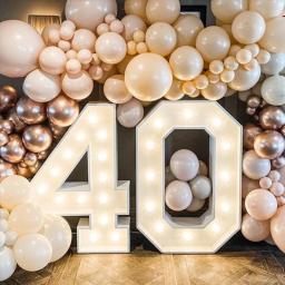 Caixa de balão com luz LED, número gigante, moldura infantil, aniversário adulto, aniversário de casamento, decoração do chuveiro de bebê, 73cm - Image 2