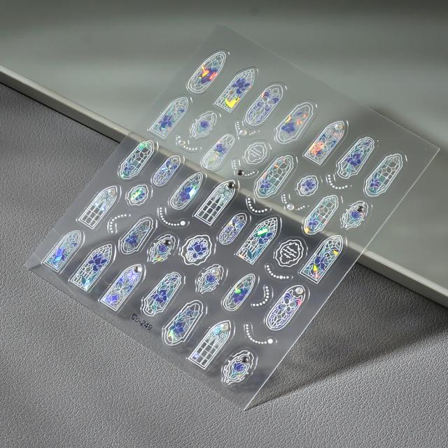Adesivos para Nail Art com Design Floral e Gel Cristal - Slider Manicure CO-249