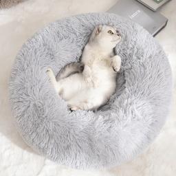 Donut Round Basket Cama de pelúcia para animais de estimação, acessórios grandes e médios, canil fofo, pequenos e filhotes, produtos laváveis para gatos e cães - Image 3