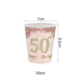 Conjunto De Louça Descartável Para Festa De Aniversário, Pratos, Copos, Guardanapos, Toalha De Mesa, Suprimentos De Decoração, 18, 30, 40, 50, 60T - Image 5