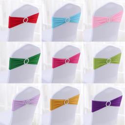 Capas para cadeira em lycra stretch com fivela deslizante para decorações de casamento atacado faixas para cadeira arco - Image 1