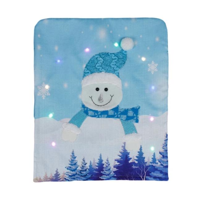 Capa Decorativa com LED para Cadeira de Natal com Boneco de Algodão Iluminado para Encantar seu Ambiente