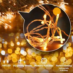 Luzes LED impermeáveis para férias, luz de fadas, guirlanda de árvores, iluminação exterior do Natal, 24V-31V, 100m, 50m, 30m, 20m, 10m - Image 3