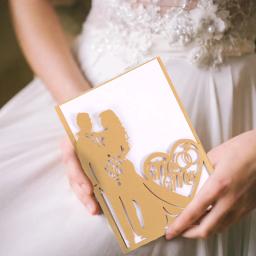 Escavar cartões do convite para o casamento, papel noiva e noivo convites cartões, 10 unid - Image 1