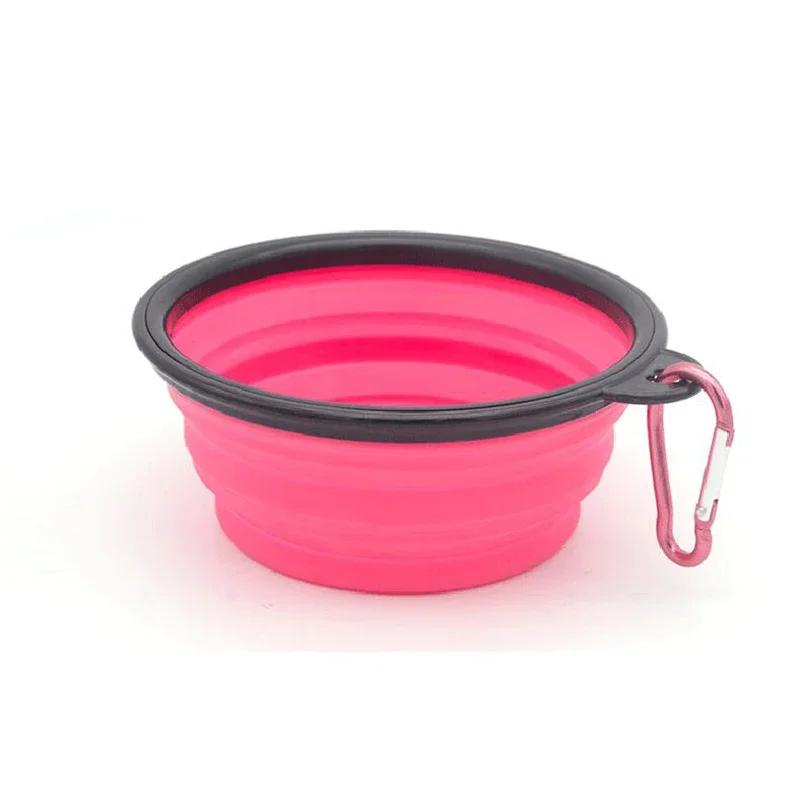 Tigela dobrável de silicone para cão e gato, 1000ml, mosquetão, tigela de viagem, comida e água, acessórios para animais - Image 1