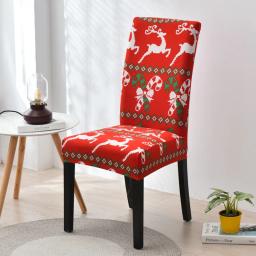 Capa de cadeira sala de jantar decoração de natal 2023 papai noel floco de neve impressão cadeira do escritório cobre estiramento removível cadeira assento capa - Image 5