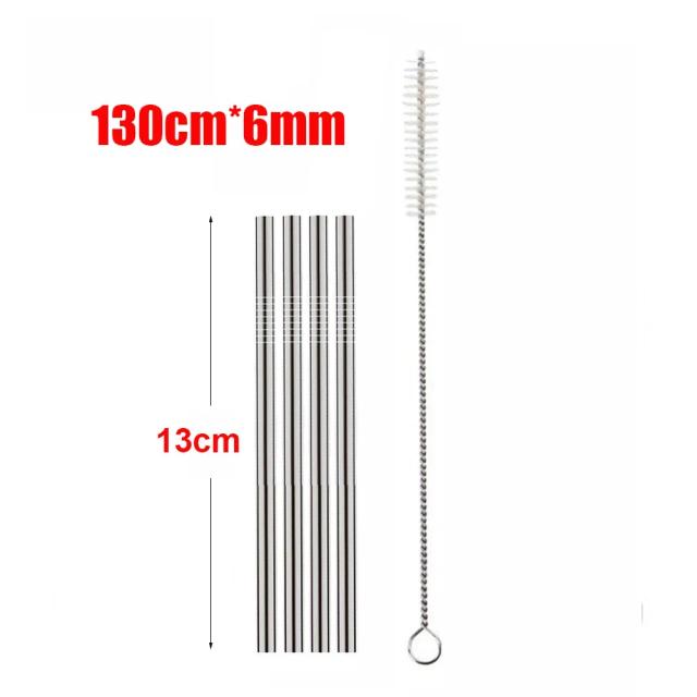 Canudos Reutilizáveis de Metal 304 em Conjunto com Pincel para Crianças - 130x6mm