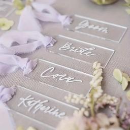 Transparente Acrílico Cartões de Lugar para Casamentos e Festas, Casamento Reservado Sinais para Cadeiras, Table Setting Signs, Seat Label, 20PCs - Image 1