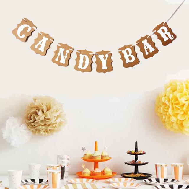 Banner para Festa de Candy Bar em Casamento - Decoração de Buffet e Fotografia
