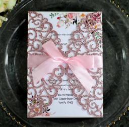 25 cartões de convite de casamento de papel do brilho dos pces com cartão do envelope bolso personalizado maraige aniversário mariage festa de batismo favores - Image 4
