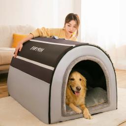 Casa de cachorro lavável portátil, cama de estimação para cães grandes e médios, viajando, design clássico, removível, quente, dormindo - Image 1