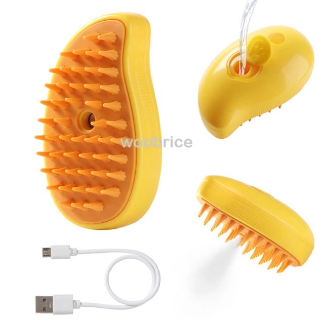Escova de Grooming Elética para Pets 3 em 1: Vaporizador, Massageador e Removedor de Emaranhados