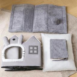 Casa dobrável para gatos com castelo destacável, acessórios para ninho lavável, cama para cães pequenos e gatos, suprimentos para animais, inverno - Image 5