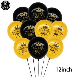 Balões de látex para festa de aniversário, 10pcs, 12 polegadas, preto, ouro, 18, 21, 30, 40, 50, 60 anos, presentes - Image 6